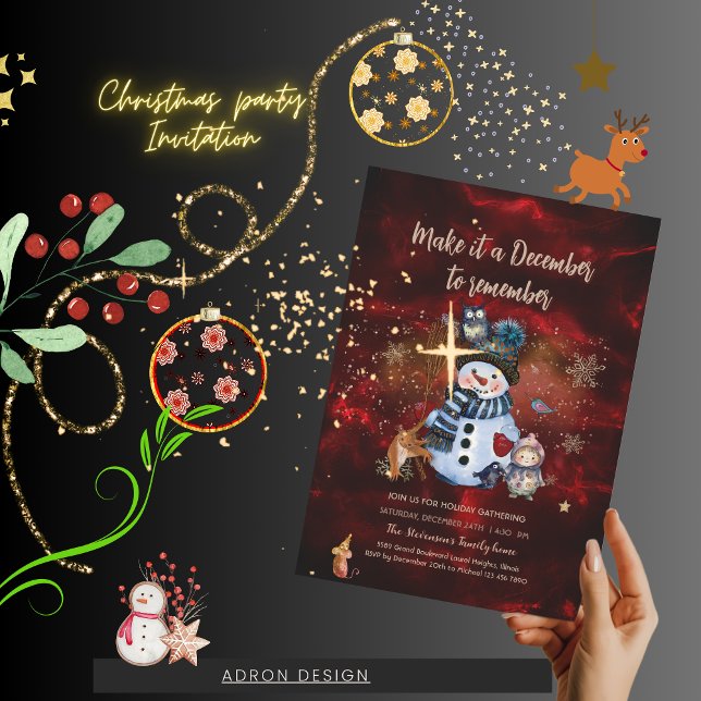 Kom ihåg RED Julfest i december Inbjudningar (Make it December to remember RED Holiday Party Invitation)