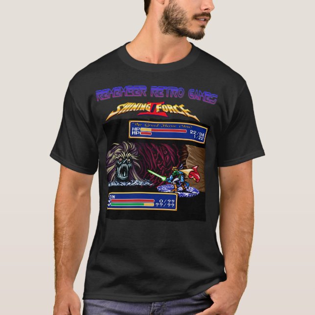 Kom ihåg Retro Games Shining Force II i T Shirt (Framsida)