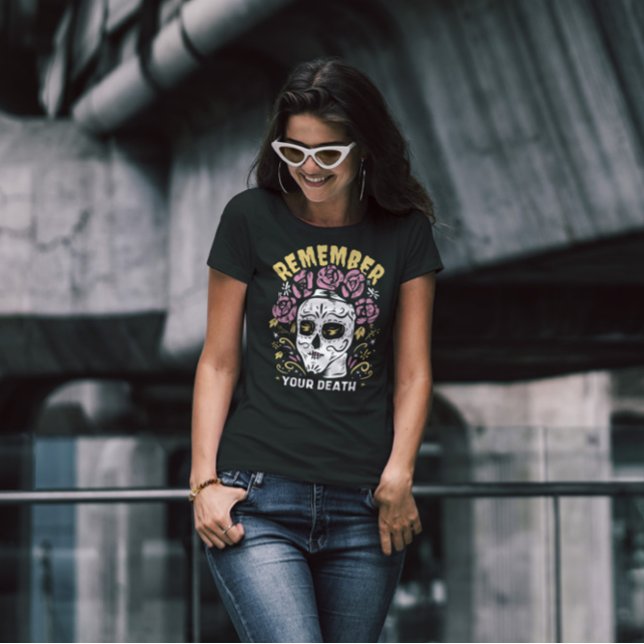 Kom ihåg Skull Day of the dead T Shirt (Skapare uppladdad)