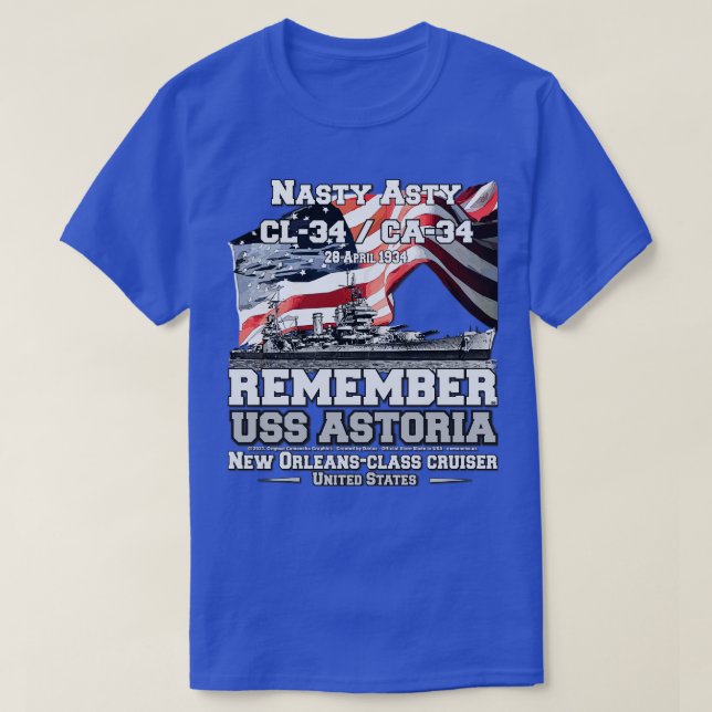 KOM IHÅG USS Astoria CA34, kryssningsfartyg T Shirt (Design framsida)