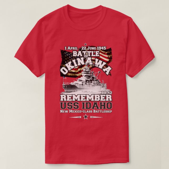 Kom ihåg USS Idaho BB42-batteri T Shirt (Design framsida)