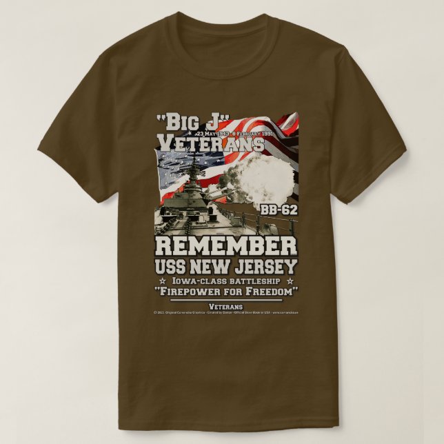 KOM IHÅG USS New jersey BB62 US Battleshöft T Shirt (Design framsida)