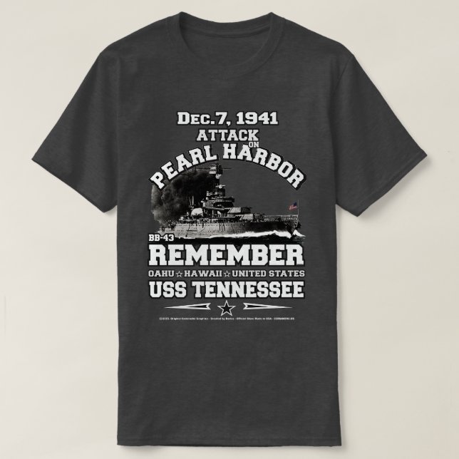 Kom ihåg USS Tennessee BB43 Pearl Harbor Veterans T Shirt (Design framsida)
