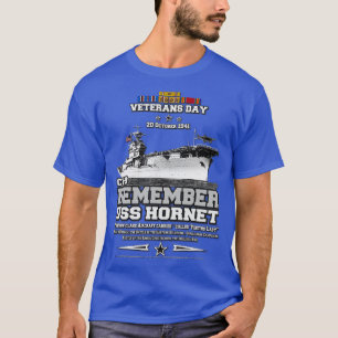 Kom ihåg USS Yorktown CV5-flygplanet Veteran T Shirt