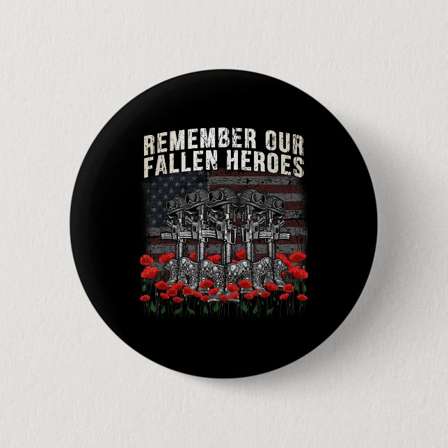 Kom ihåg vårt Fallen Heroes Red Poppy Soldier Memo Knapp (Framsida)