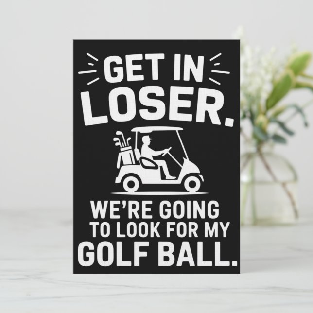 Kom In Förlorare Golfkärra Leta Efter Min Boll Gol Inbjudningar (Stående Fram)