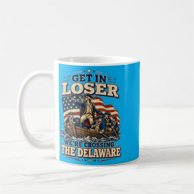 Kom In När Vi Korsar Delaware Rolig 4:e Juli Kaffemugg (Vänster)