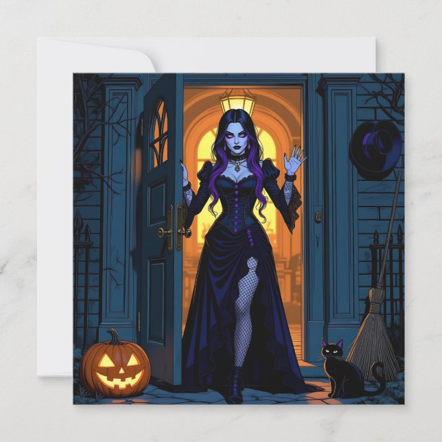 Kom in om du är sjuk | Wicked Witch Halloween fest Inbjudningar (Framsida)