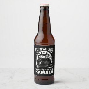 Kom in på Witches Vi röstar för Kamala Halloween Ölflaska Etikett