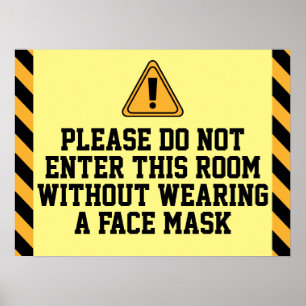 Kom inte in utan mask poster