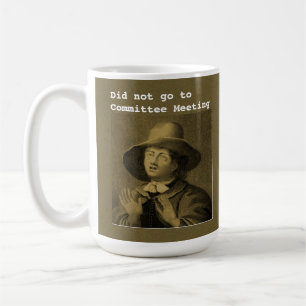 Kom inte till utskottets möte... blev präst... kaffemugg