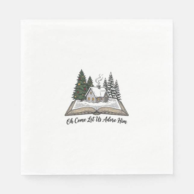 Kom låt oss tillbe Honom Julbok Design_1 Pappersservett (Framsidan)