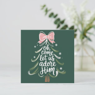 Kom låt oss tillbe Honom Kristna jul religiös Julkort