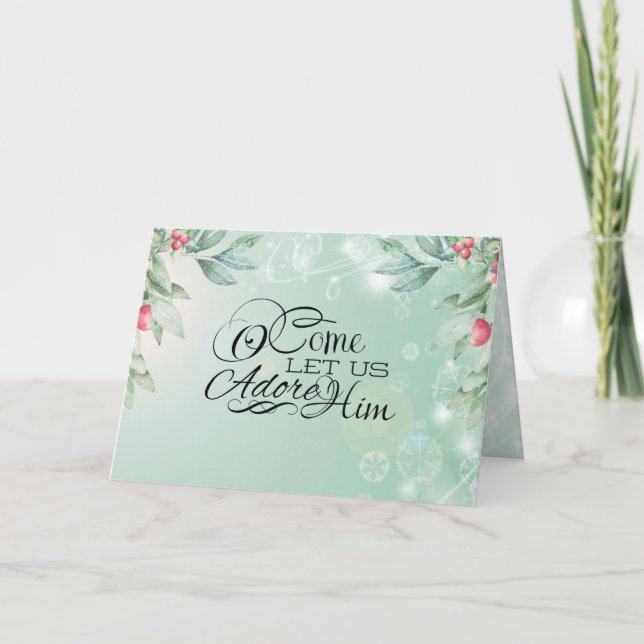 Kom låt oss tillbe honom Matteus 2:2 Bibeln jul Helgkort (Framsida)