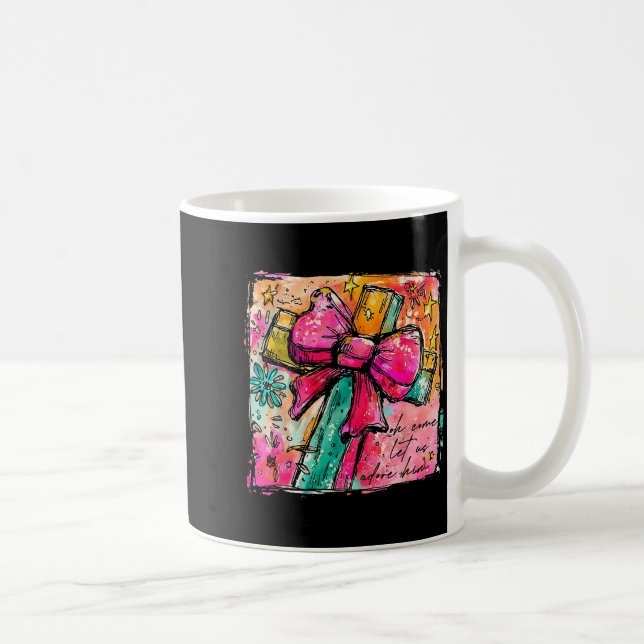 Kom låt oss tillbe honom tro kors kristen jul kaffemugg (Höger)