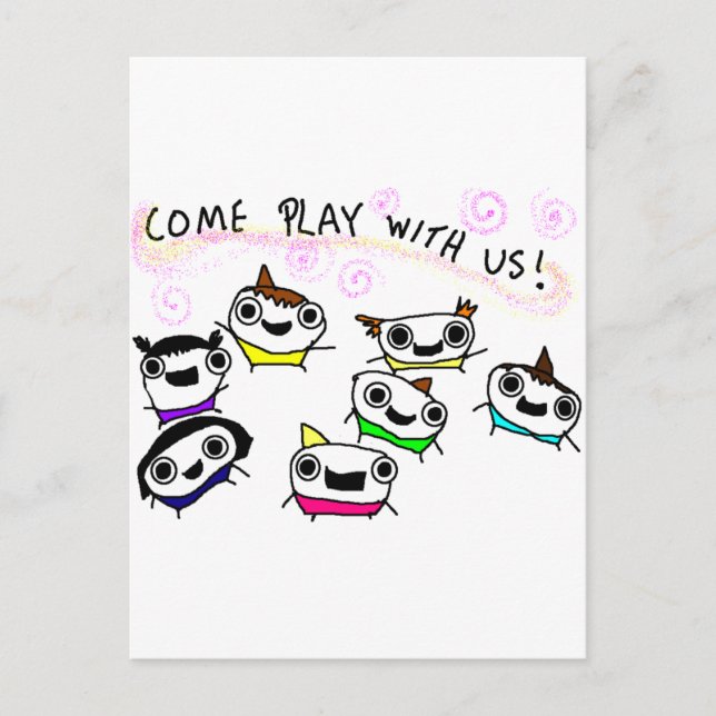 "Kom leker med oss" Vykort (Framsida)