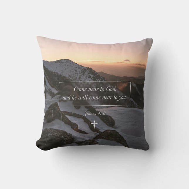 Kom nära Gud James 4: 8 Faith Bible Verse Kudde (Framsida)