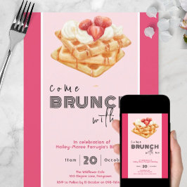 Kom och brunches med mig ljusrosa inbjudan