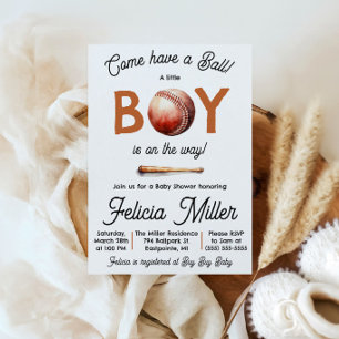 Kom och ha kul! Baby Boy Baseball Baby Shower Inbjudningar