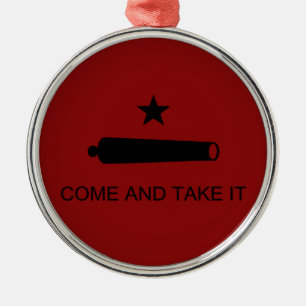 Kom och ta det! Texas State Strider Flagga Julgransprydnad Metall