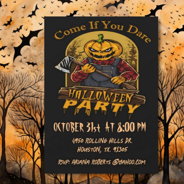 Kom om du Dare Evil Pumpkin Halloween fest Inbjudningar (Skapare uppladdad)