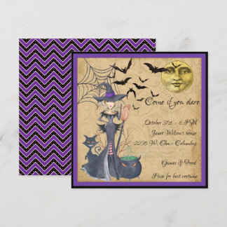 Kom om du Dare Witch Halloween fest Inbjudningar