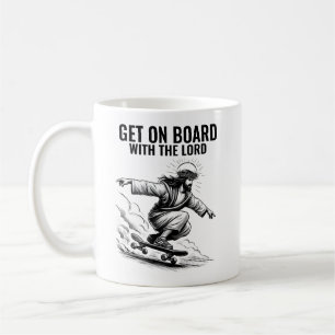 Kom ombord med Herren - Skateboarding Jesus Kaffemugg