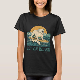 Kom ombord Surfarhund Retro Bulldog Surf Grafik T Shirt