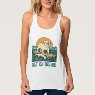Kom ombord Surfdog Retro Bulldog Surf Grafik Linne Med Racerback