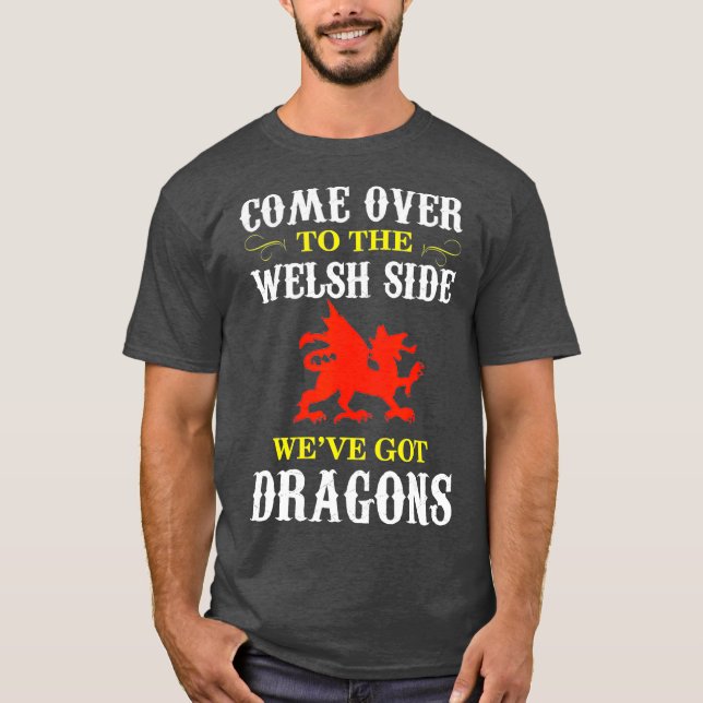 Kom över till Welsh Side Wales Dragon T Shirt (Framsida)
