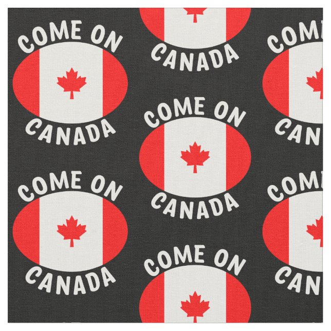 Kom på Canada Red White Maple Flagga on Black Tyg (Närbild)