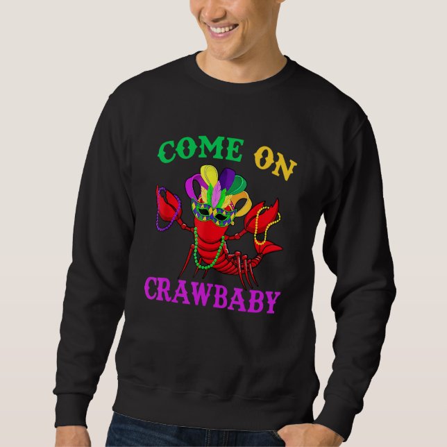 Kom på Crawbaby Kräftor Jester Pärlor Funny Mardi Lång Ärmad Tröja (Framsida)