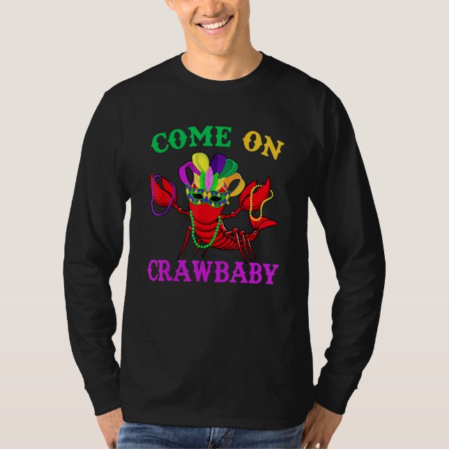 Kom på Crawbaby Kräftor Jester Pärlor Funny Mardi T Shirt (Framsida)
