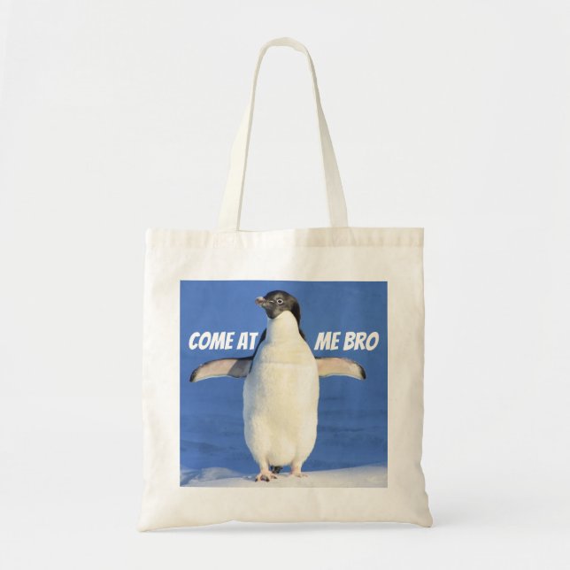 Kom på Me Bro Funny Meme Penguin Tote Bag Tygkasse (Framsidan)