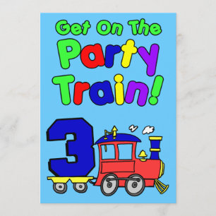 Kom på Party Tåg 3 år gammal Inbjudningar