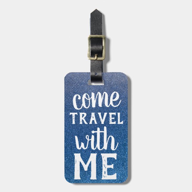 Kom resa med mig Girly Glitter Ombre Mönster Bagagebricka (Vertikal Framsida)