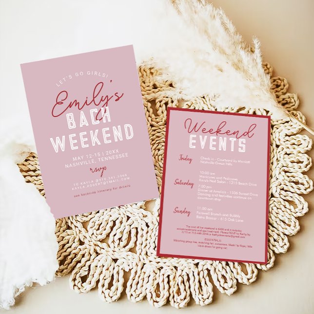 Kom Så Flickor Modern Rosa och Röd Sjungmö Inbjudningar (Skapare uppladdad)