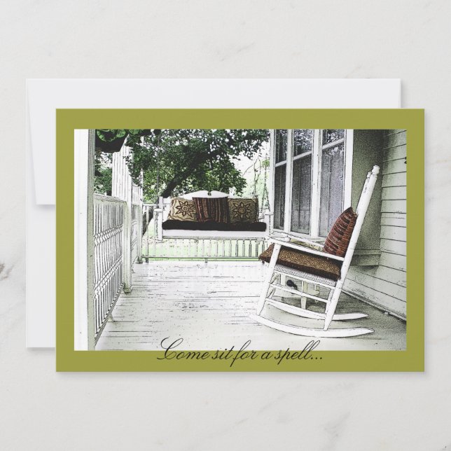 Kom Sit for a Spell - Inbjudningskort för uppvärmn (Framsida)