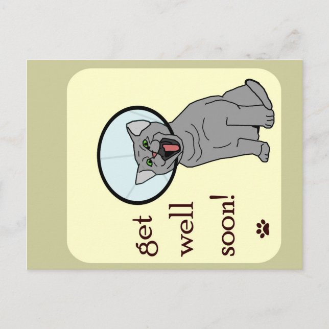 Kom snart | Katt med klon Vykort (Framsida)