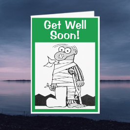 Kom snart - Man med Bandages på Crutches Kort