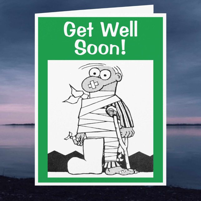 Kom snart - Man med Bandages på Crutches Kort (Skapare uppladdad)