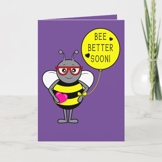 Kom snart med Tecknad Bee och Heart Kort (Framsida)