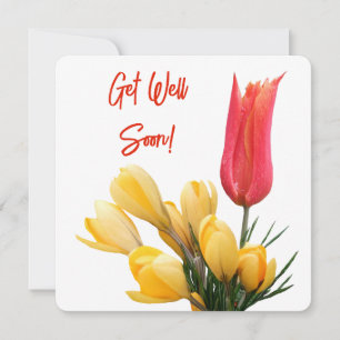 Kom snart söt gult krokröd tulip kärlek julkort