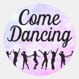 Kom som dansar dansfödelsedagsfesten runt klistermärke