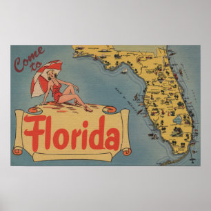 Kom till den Florida kartan av det statligt, Poster