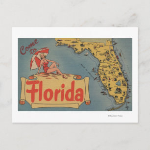 Kom till den Florida kartan av det statligt, Vykort