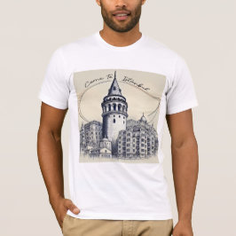Kom till Istanbul | Galata Torn Sketch Art T Shirt