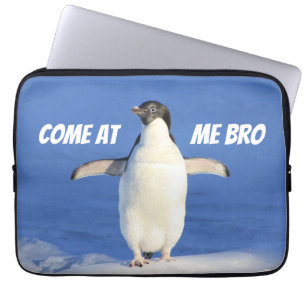 Kom till mig bror rolig meme pingvin laptop fodral