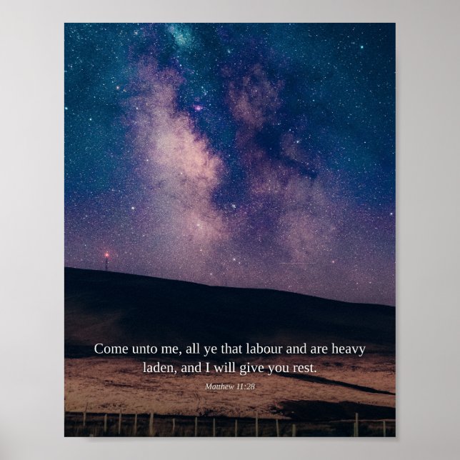 Kom till mig — Matteus 11:28 Konst Poster (Framsidan)