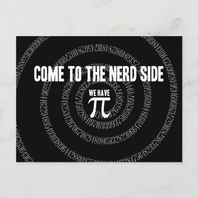 Kom till Nerd-sidan för Pi on Black Vykort (Framsida)